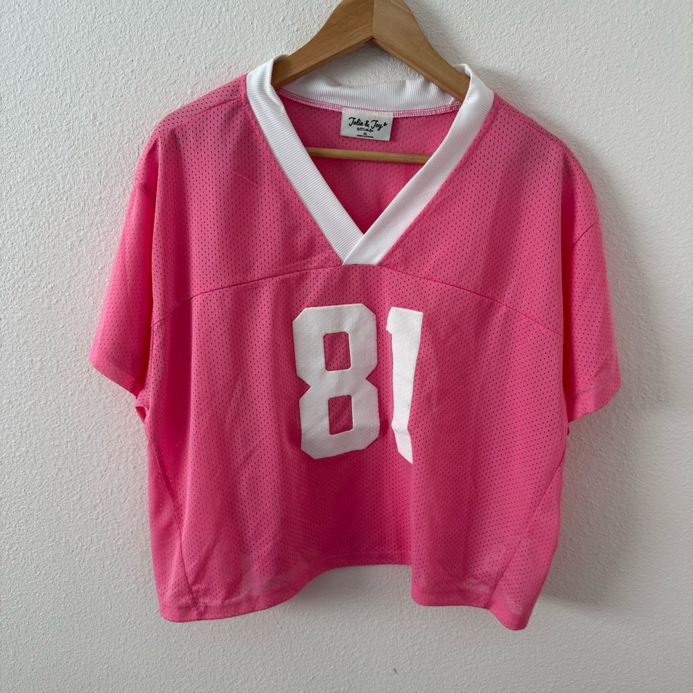 Pink Mesh Jersey Top with Number 81